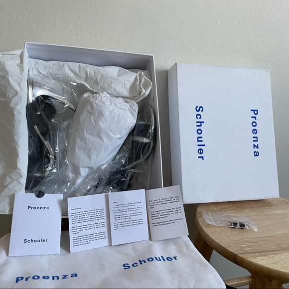 Proenza Schouler Black & Silver Ankle Wrap Heeled Sandal - Picture 3 of 5